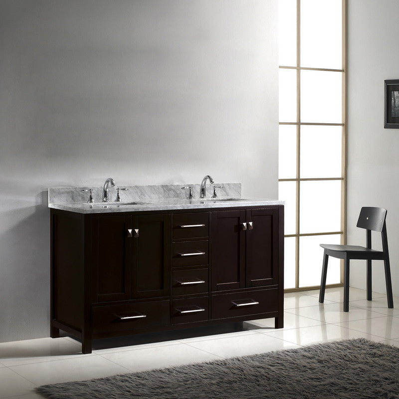 Modern Fittings Caroline Avenue 60" Double Bath Vanity with Marble Top and Square Sinks