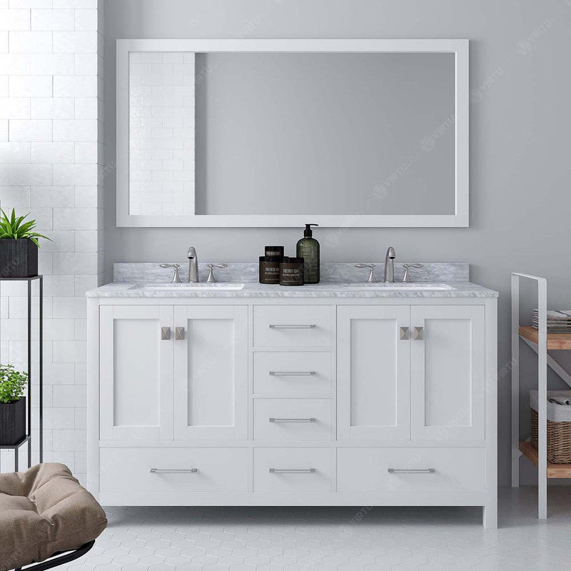 Modern Fittings Caroline Avenue 60" Double Bath Vanity with Marble Top and Square Sinks