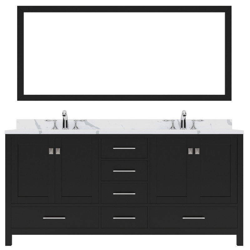 Modern Fittings Caroline Avenue 72" Double Bath Vanity with Calacatta Quartz Top and Round Sinks