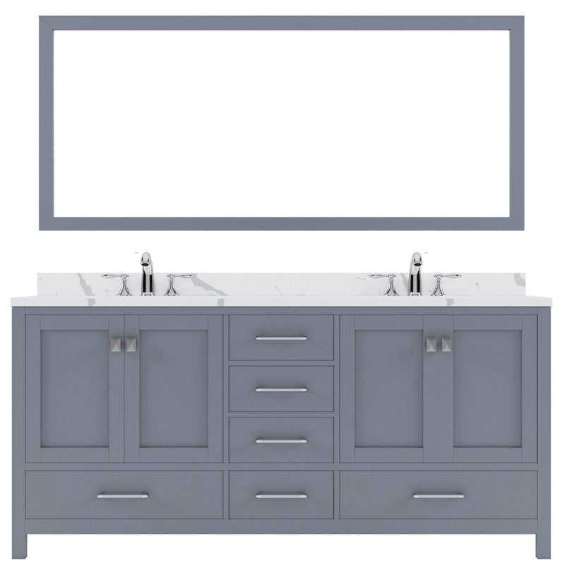 Modern Fittings Caroline Avenue 72" Double Bath Vanity with Calacatta Quartz Top and Round Sinks