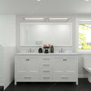 Modern Fittings Caroline Avenue 72" Double Bath Vanity with Calacatta Quartz Top and Round Sinks Faucets