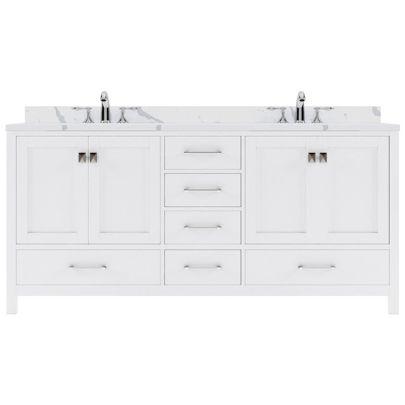 Modern Fittings Caroline Avenue 72" Double Bath Vanity with Calacatta Quartz Top and Round Sinks