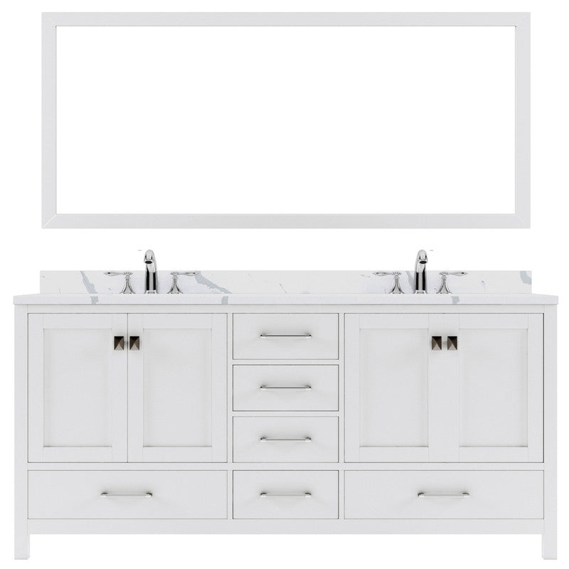 Modern Fittings Caroline Avenue 72" Double Bath Vanity with Calacatta Quartz Top and Round Sinks Faucets