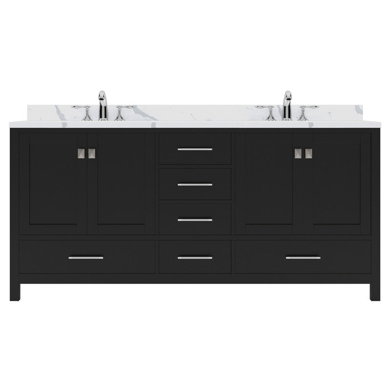 Modern Fittings Caroline Avenue 72" Double Bath Vanity with Calacatta Quartz Top and Square Sinks