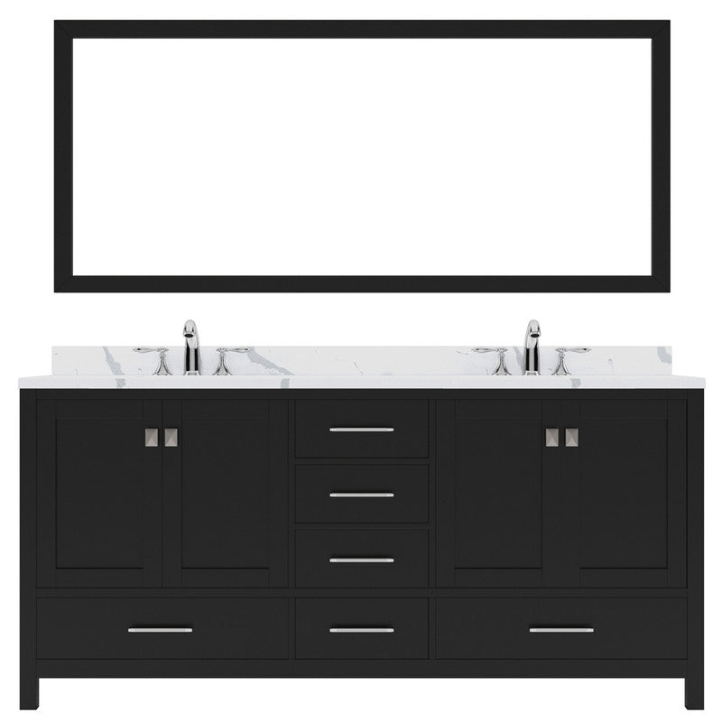 Modern Fittings Caroline Avenue 72" Double Bath Vanity with Calacatta Quartz Top and Square Sinks Faucets