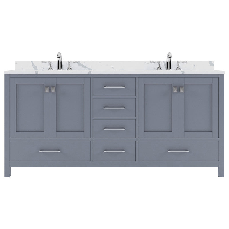 Modern Fittings Caroline Avenue 72" Double Bath Vanity with Calacatta Quartz Top and Square Sinks