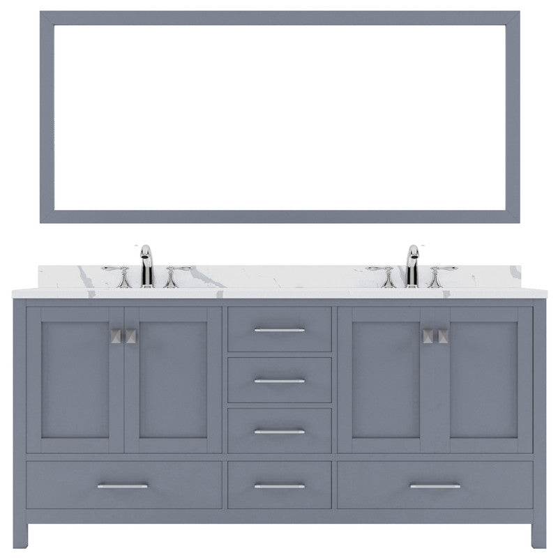 Modern Fittings Caroline Avenue 72" Double Bath Vanity with Calacatta Quartz Top and Square Sinks