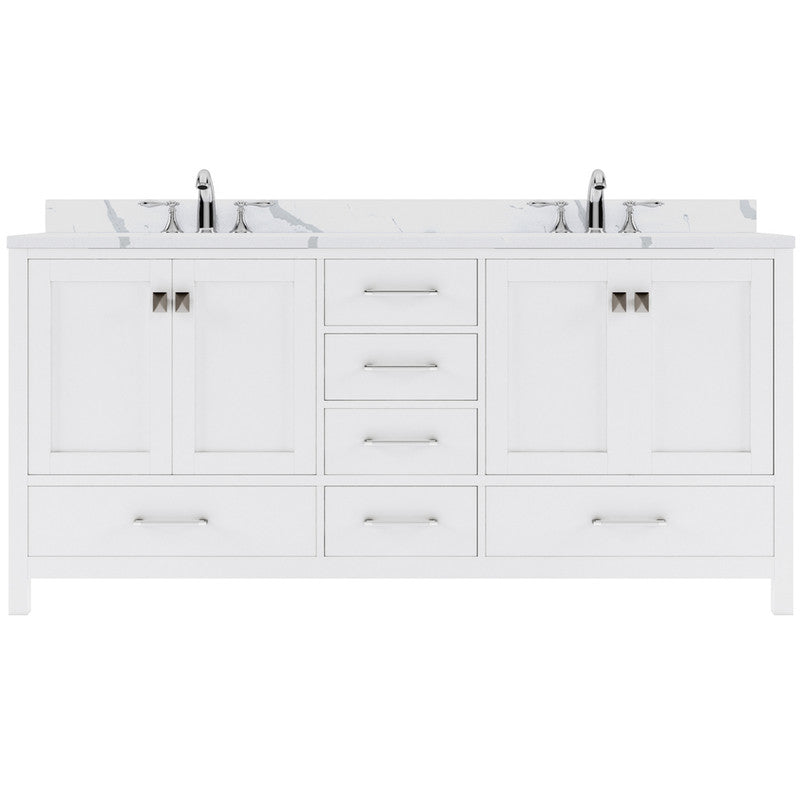 Modern Fittings Caroline Avenue 72" Double Bath Vanity with Calacatta Quartz Top and Square Sinks