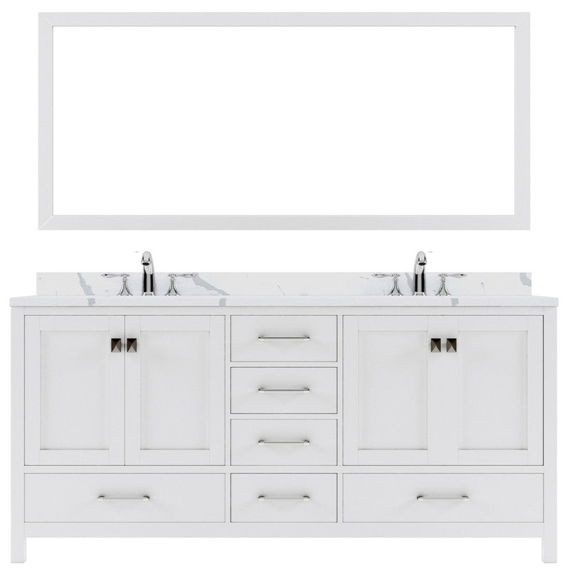 Modern Fittings Caroline Avenue 72" Double Bath Vanity with Calacatta Quartz Top and Square Sinks