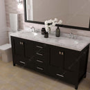 Modern Fittings Caroline Avenue 72" Double Bath Vanity with Cultured Marble Quartz Top and Round Sinks Faucets 