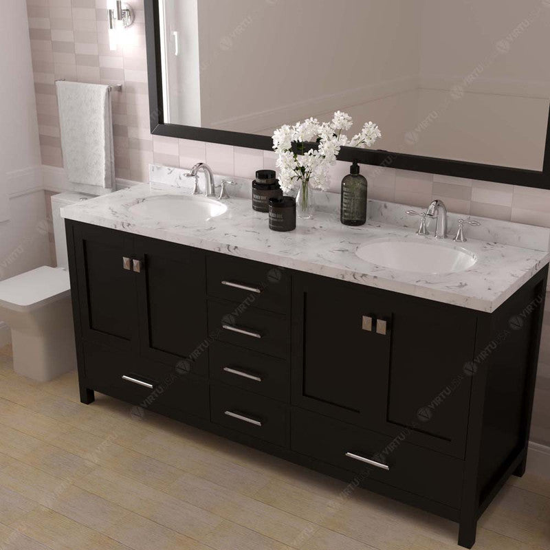 Modern Fittings Caroline Avenue 72" Double Bath Vanity with Cultured Marble Quartz Top and Round Sinks