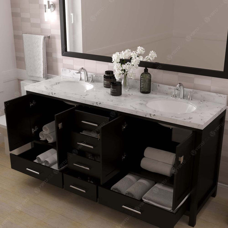 Modern Fittings Caroline Avenue 72" Double Bath Vanity with Cultured Marble Quartz Top and Round Sinks