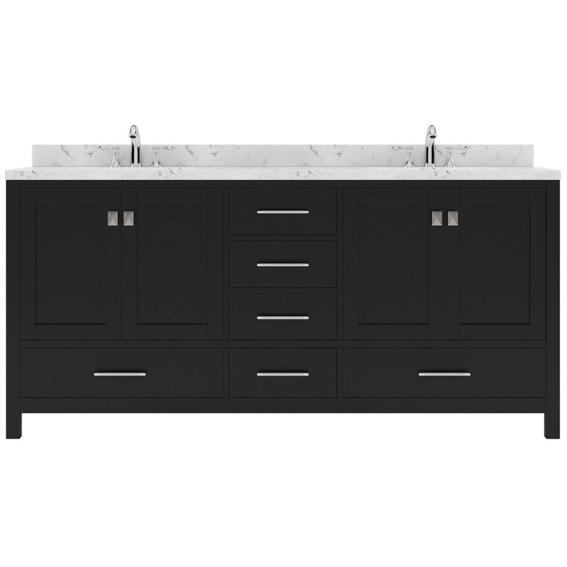 Modern Fittings Caroline Avenue 72" Double Bath Vanity with Cultured Marble Quartz Top and Round Sinks