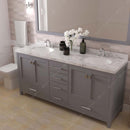 Modern Fittings Caroline Avenue 72" Double Bath Vanity with Cultured Marble Quartz Top and Round Sinks Faucets 