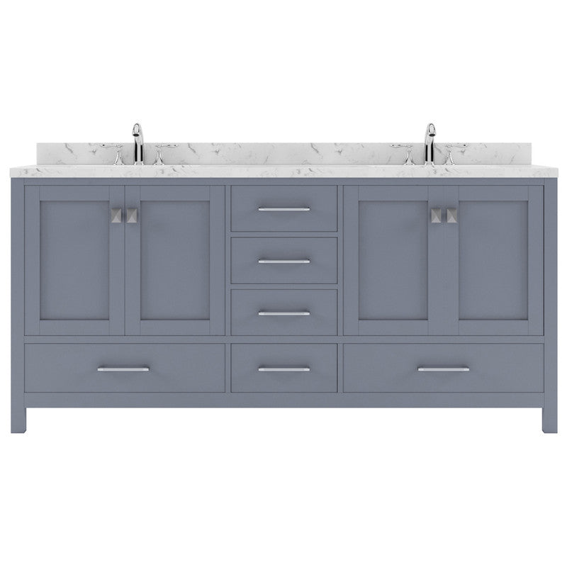 Modern Fittings Caroline Avenue 72" Double Bath Vanity with Cultured Marble Quartz Top and Round Sinks