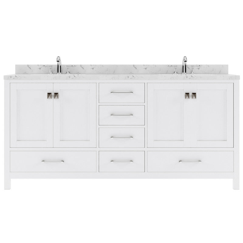 Modern Fittings Caroline Avenue 72" Double Bath Vanity with Cultured Marble Quartz Top and Round Sinks