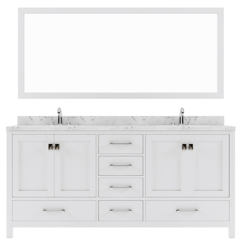 Modern Fittings Caroline Avenue 72" Double Bath Vanity with Cultured Marble Quartz Top and Round Sinks Faucets 