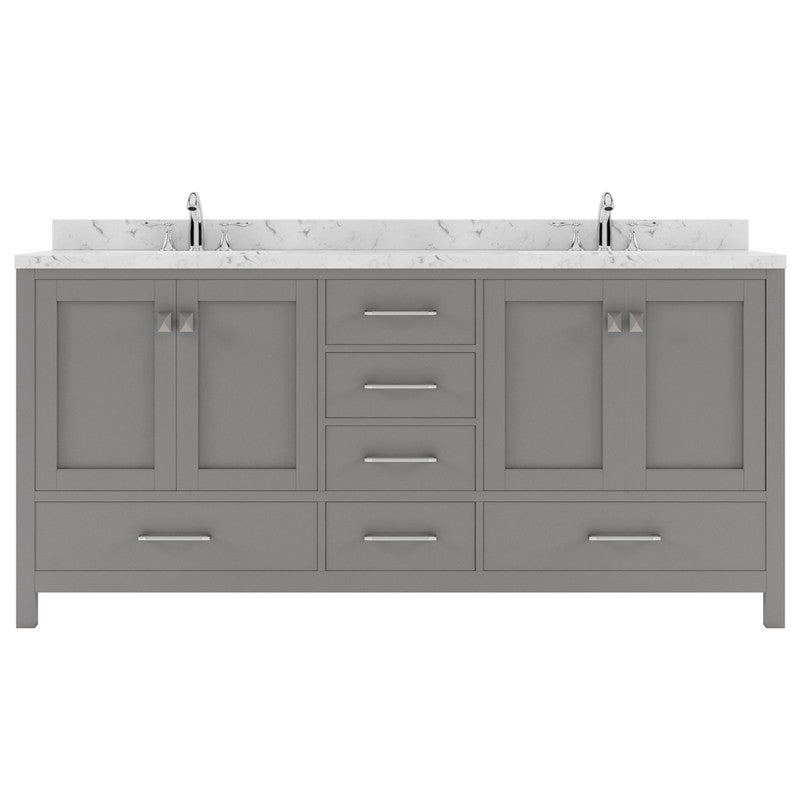 Modern Fittings Caroline Avenue 72" Double Bath Vanity with Cultured Marble Quartz Top and Square Sinks