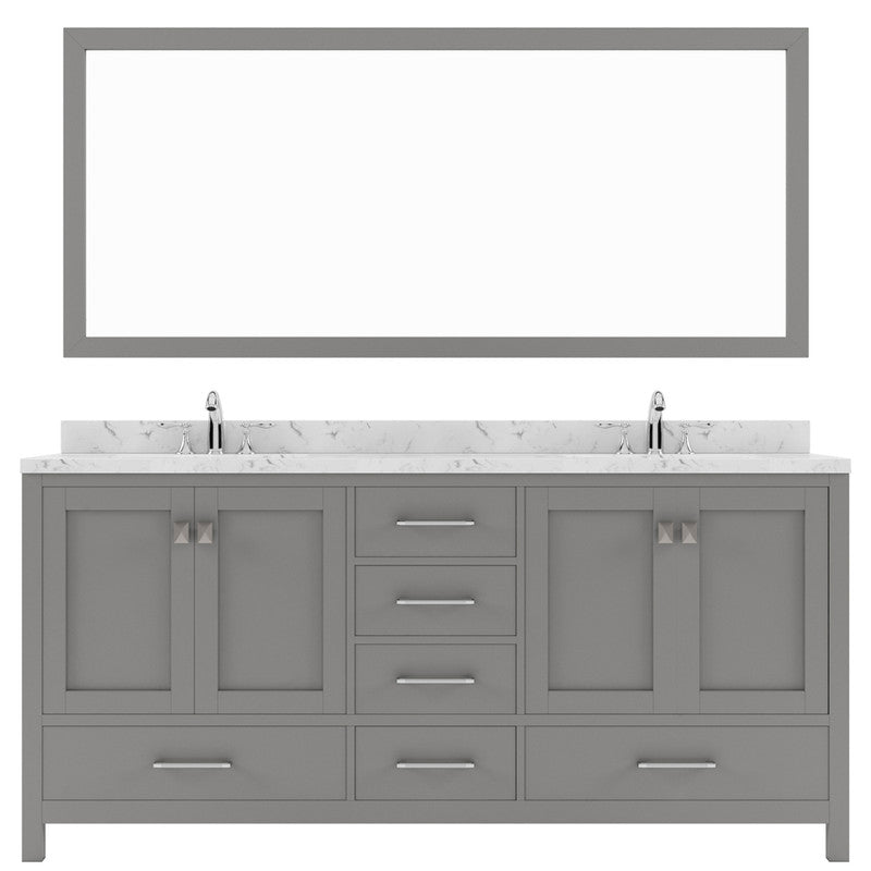 Modern Fittings Caroline Avenue 72" Double Bath Vanity with Cultured Marble Quartz Top and Square Sinks