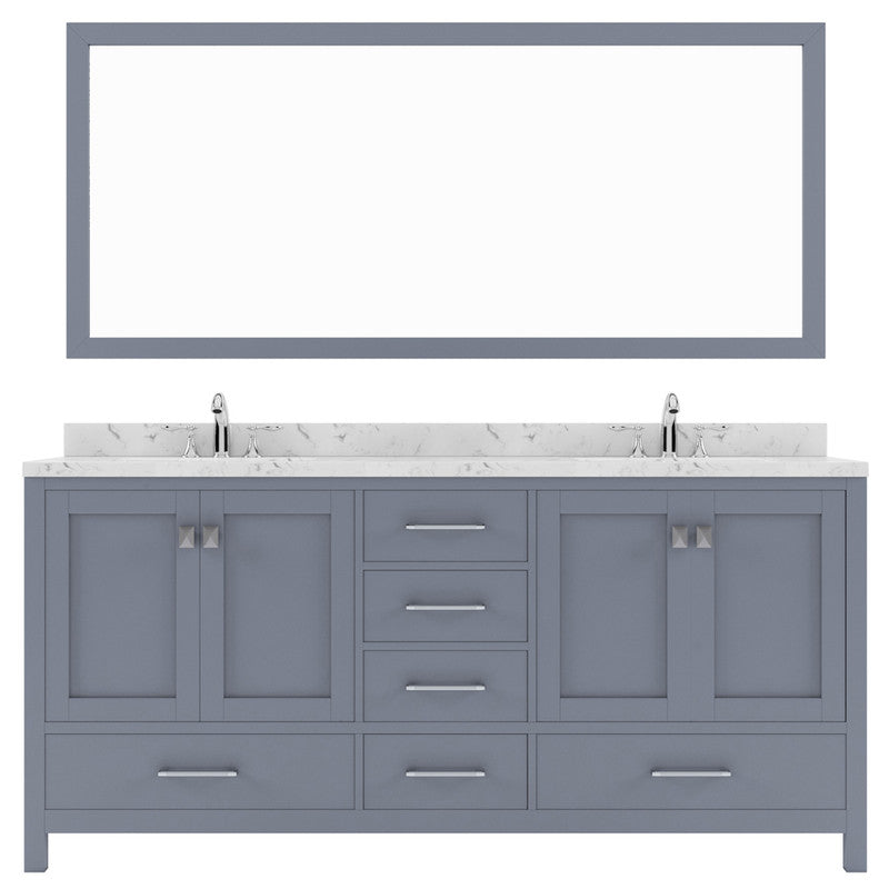 Modern Fittings Caroline Avenue 72" Double Bath Vanity with Cultured Marble Quartz Top and Square Sinks Faucets