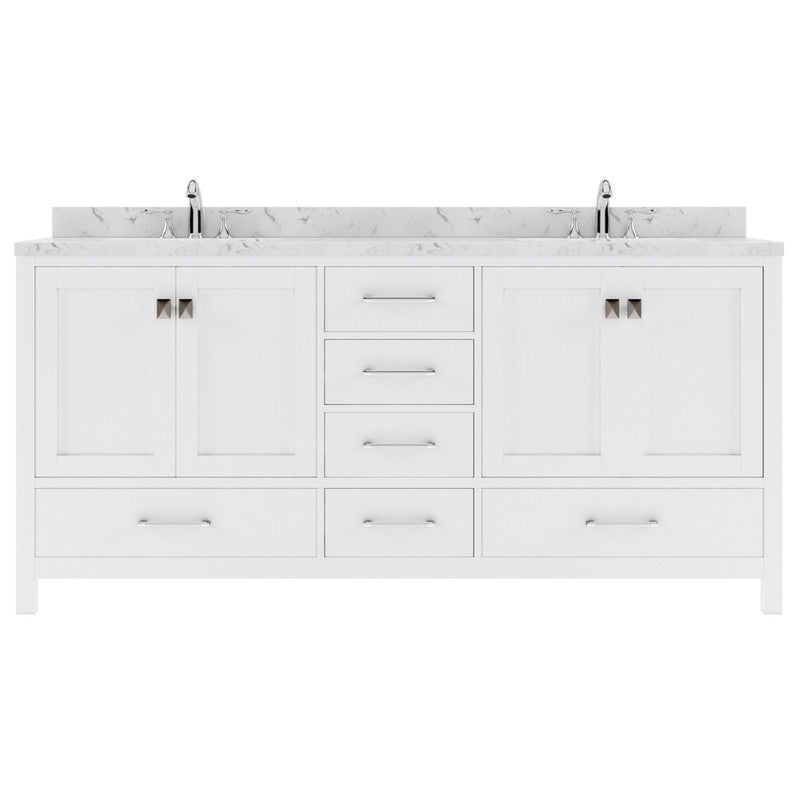 Modern Fittings Caroline Avenue 72" Double Bath Vanity with Cultured Marble Quartz Top and Square Sinks