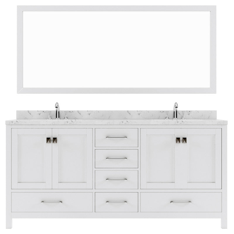 Modern Fittings Caroline Avenue 72" Double Bath Vanity with Cultured Marble Quartz Top and Square Sinks