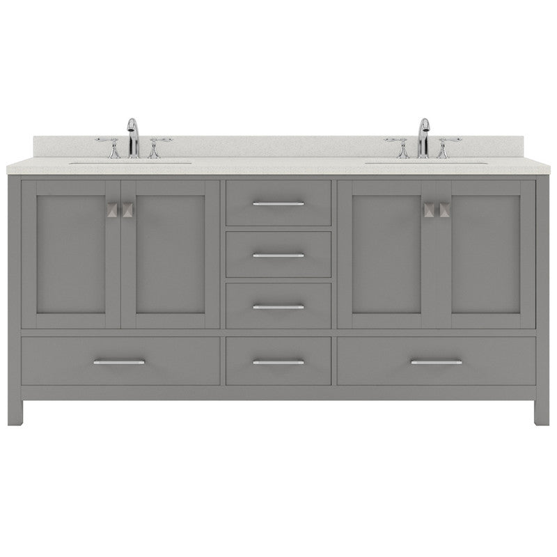 Modern Fittings Caroline Avenue 72" Double Bath Vanity with Quartz Top and Round Sinks