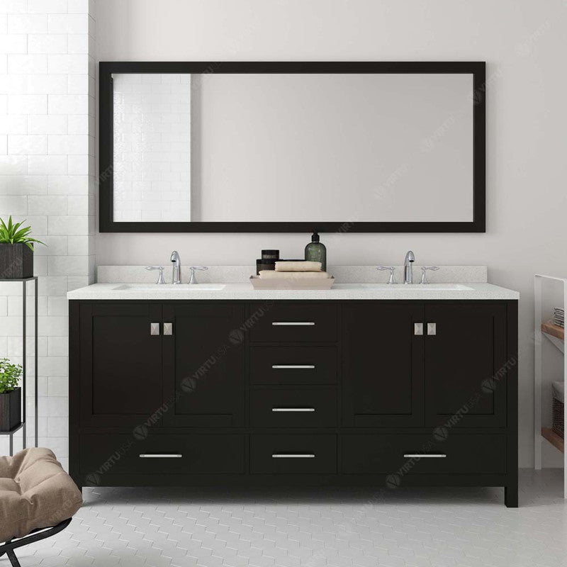 Modern Fittings Caroline Avenue 72" Double Bath Vanity with Quartz Top and Round Sinks