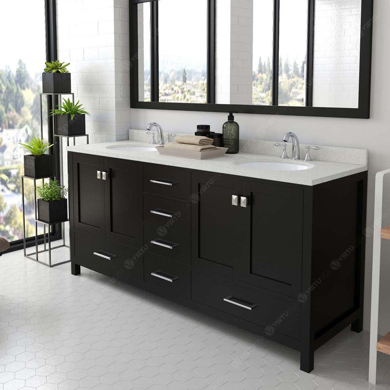 Modern Fittings Caroline Avenue 72" Double Bath Vanity with Quartz Top and Round Sinks