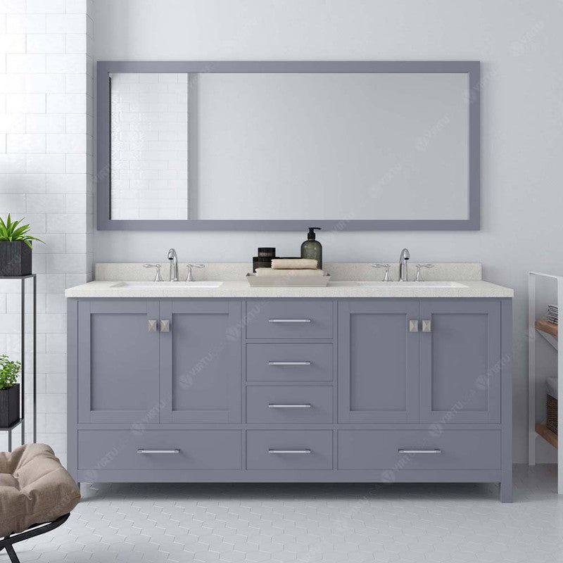 Modern Fittings Caroline Avenue 72" Double Bath Vanity with Quartz Top and Round Sinks