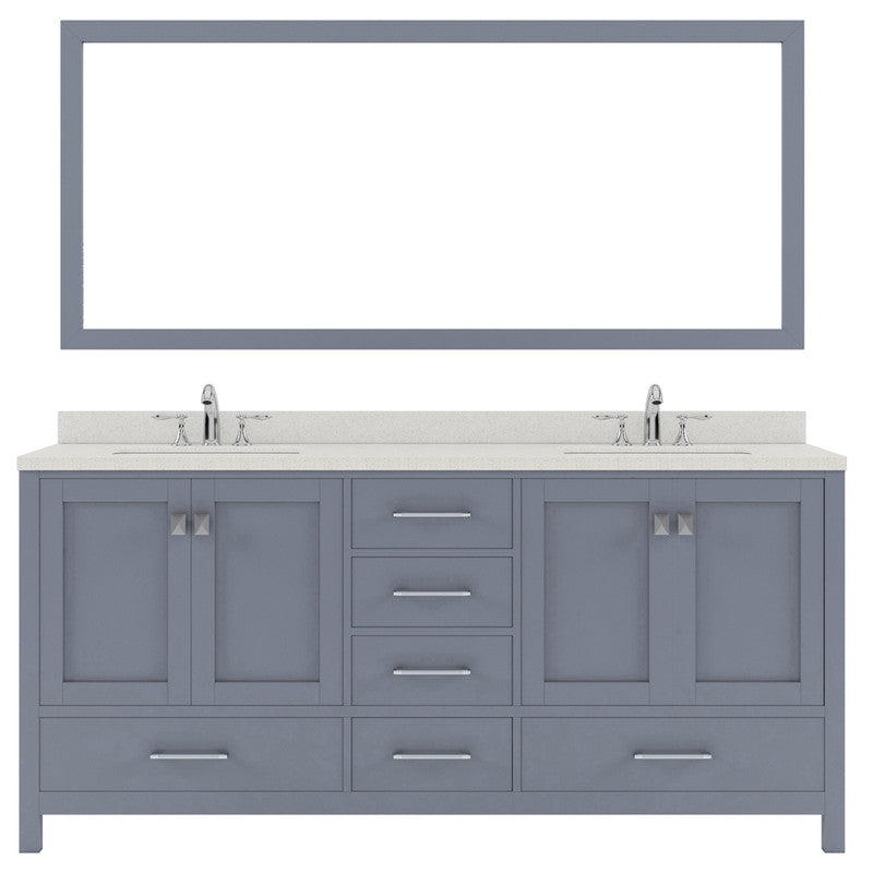 Modern Fittings Caroline Avenue 72" Double Bath Vanity with Quartz Top and Round Sinks Faucets