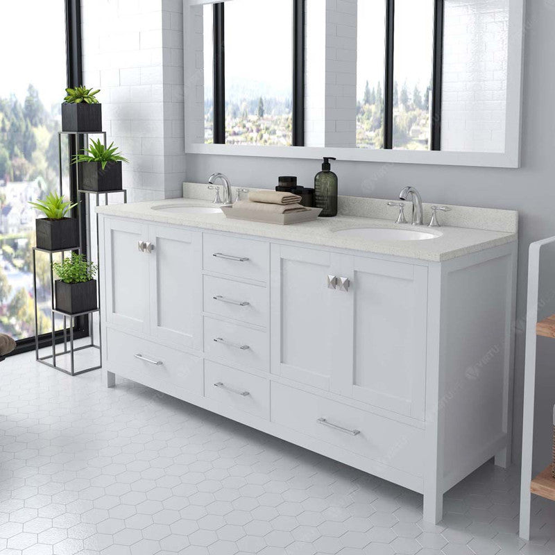 Modern Fittings Caroline Avenue 72" Double Bath Vanity with Quartz Top and Round Sinks