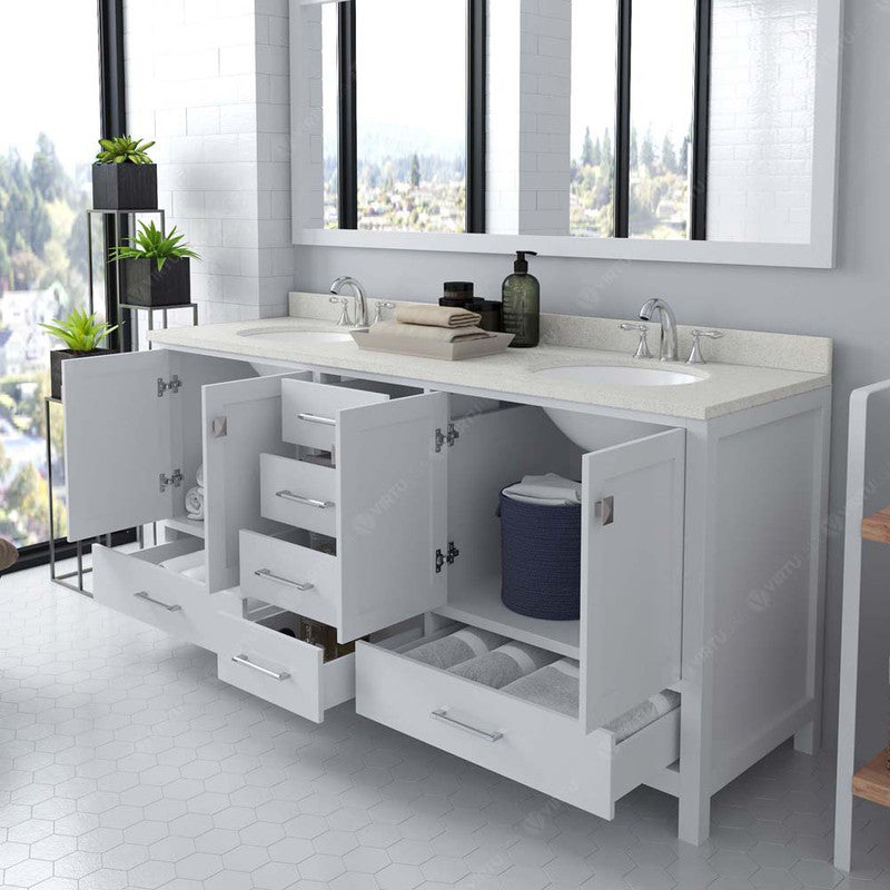 Modern Fittings Caroline Avenue 72" Double Bath Vanity with Quartz Top and Round Sinks Faucets