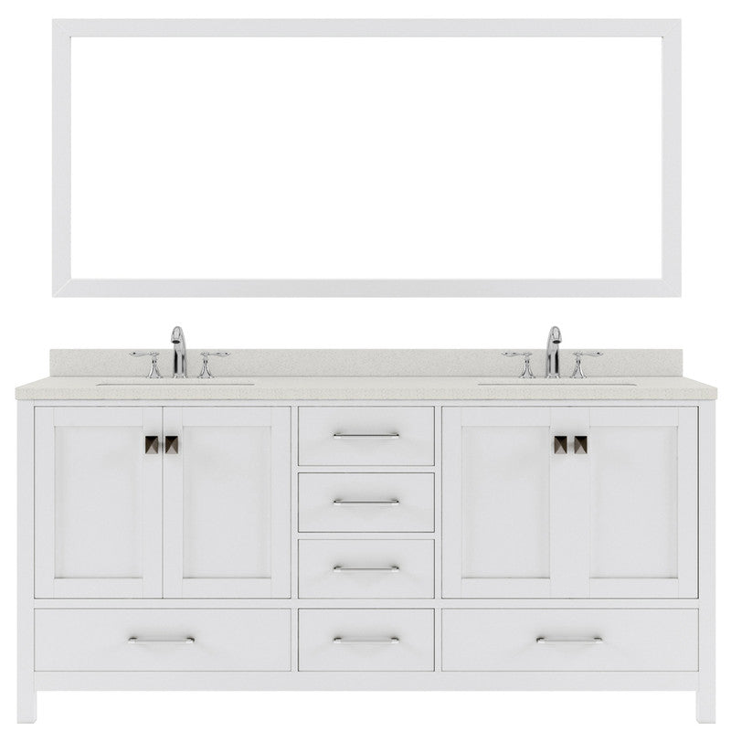 Modern Fittings Caroline Avenue 72" Double Bath Vanity with Quartz Top and Round Sinks Faucets