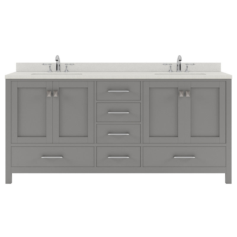 Modern Fittings Caroline Avenue 72" Double Bath Vanity with Quartz Top and Square Sinks