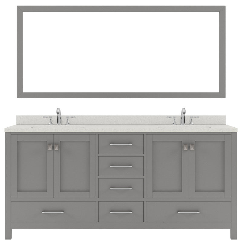 Modern Fittings Caroline Avenue 72" Double Bath Vanity with Quartz Top and Square Sinks