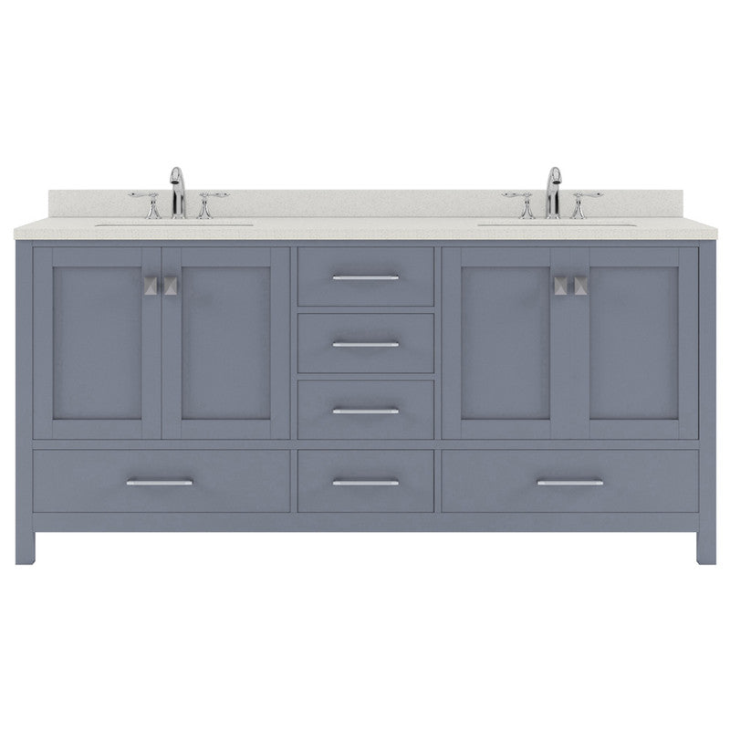 Modern Fittings Caroline Avenue 72" Double Bath Vanity with Quartz Top and Square Sinks