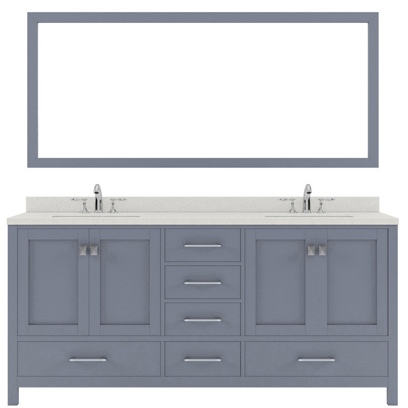 Modern Fittings Caroline Avenue 72" Double Bath Vanity with Quartz Top and Square Sinks