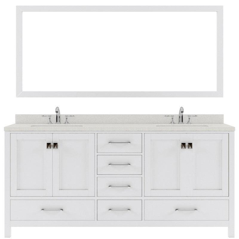 Modern Fittings Caroline Avenue 72" Double Bath Vanity with Quartz Top and Square Sinks