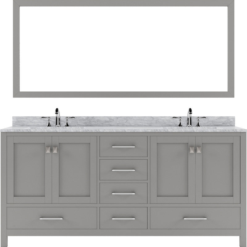 Modern Fittings Caroline Avenue 72" Double Bath Vanity with Marble Top and Round Sinks Faucets