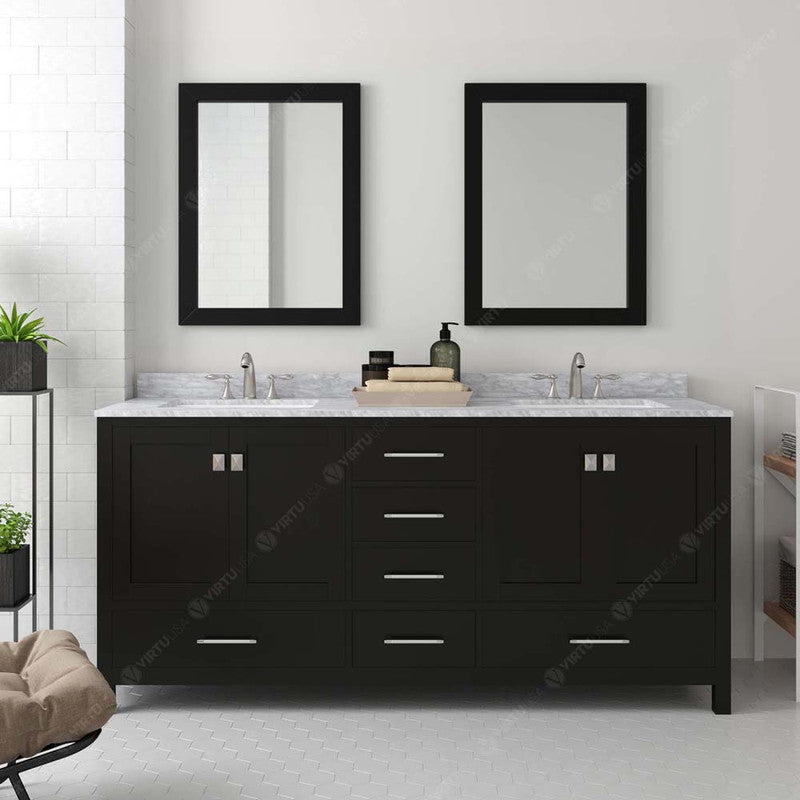 Modern Fittings Caroline Avenue 72" Double Bath Vanity with Marble Top and Round Sinks