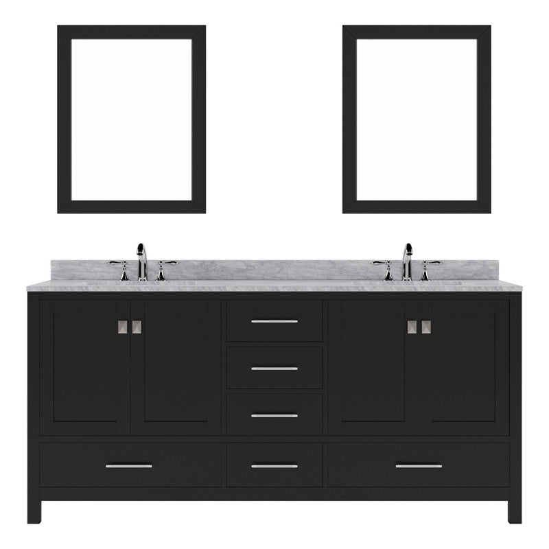 Modern Fittings Caroline Avenue 72" Double Bath Vanity with Marble Top and Round Sinks Faucets