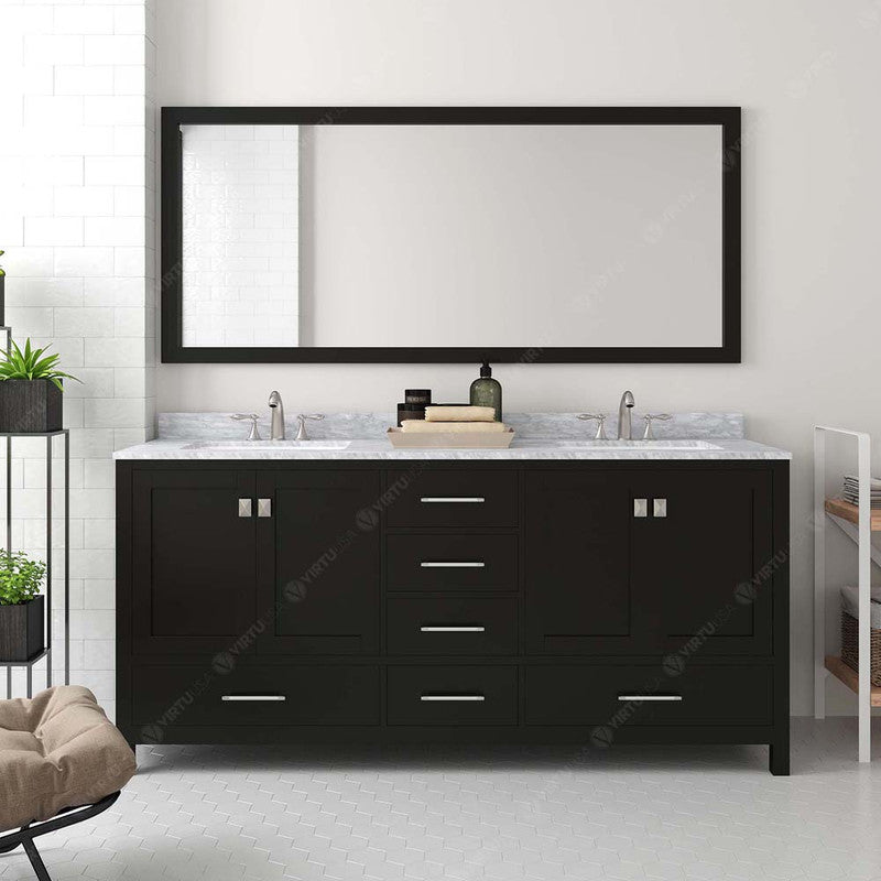 Modern Fittings Caroline Avenue 72" Double Bath Vanity with Marble Top and Round Sinks