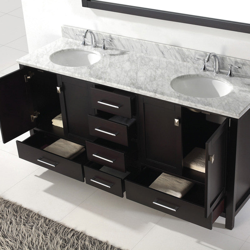 Modern Fittings Caroline Avenue 72" Double Bath Vanity with Marble Top and Round Sinks