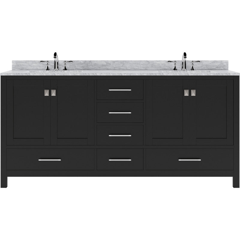 Modern Fittings Caroline Avenue 72" Double Bath Vanity with Marble Top and Round Sinks