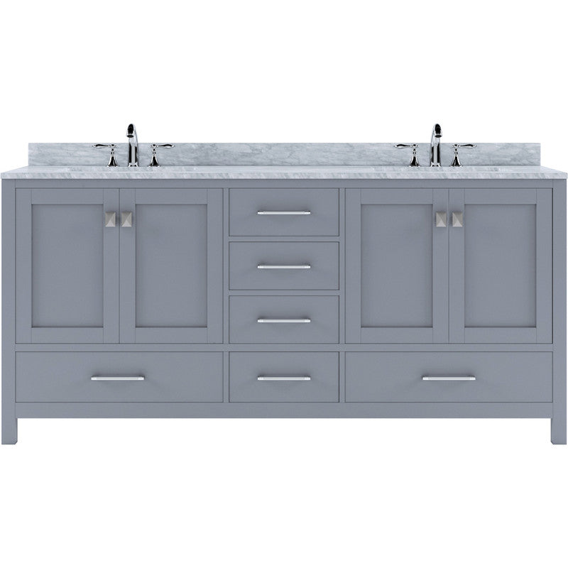 Modern Fittings Caroline Avenue 72" Double Bath Vanity with Marble Top and Round Sinks