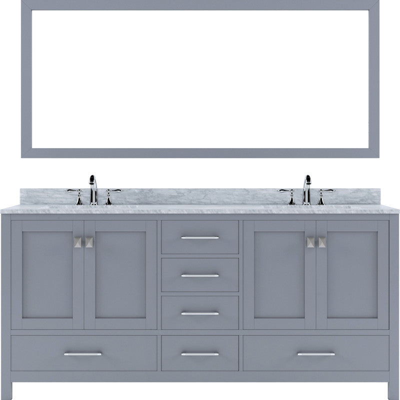 Modern Fittings Caroline Avenue 72" Double Bath Vanity with Marble Top and Round Sinks Faucets