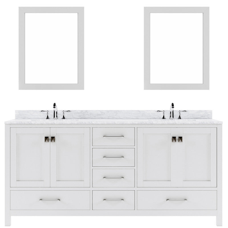 Modern Fittings Caroline Avenue 72" Double Bath Vanity with Marble Top and Round Sinks Faucets