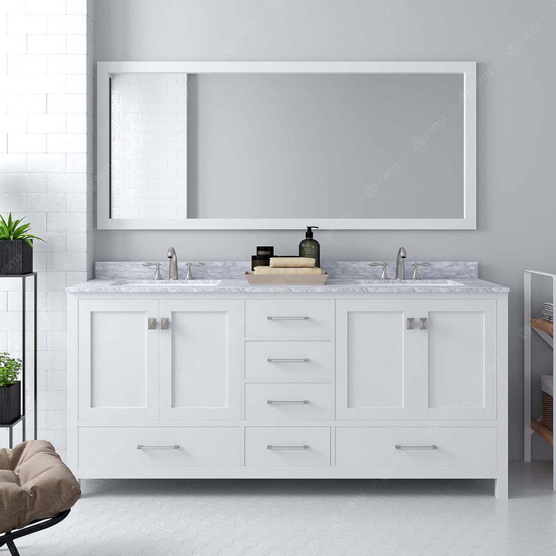 Modern Fittings Caroline Avenue 72" Double Bath Vanity with Marble Top and Round Sinks