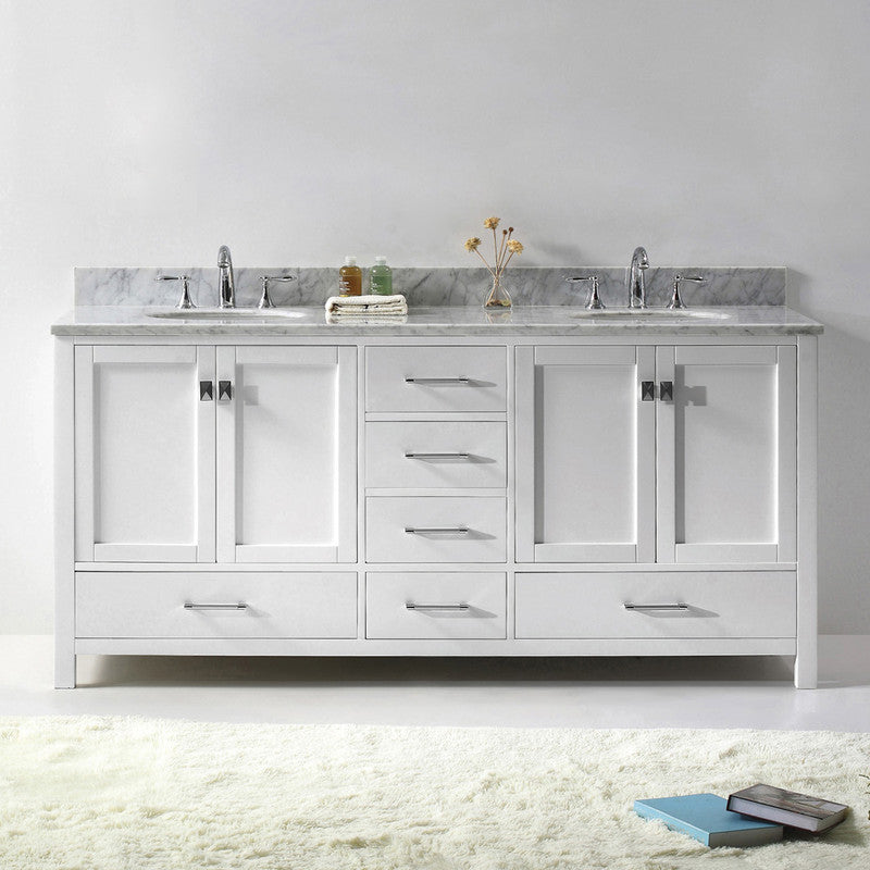 Modern Fittings Caroline Avenue 72" Double Bath Vanity with Marble Top and Round Sinks